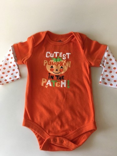 Halloween Orange Pumpkin Patch One Piece Outfit Size 3-6 months NWOT