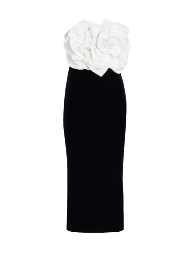 badgley mischka black and white dress Vintage Black and White Evening Gown Dress by Badgley Mischka Size Medium Large// Black and White Color Block Evening Gown