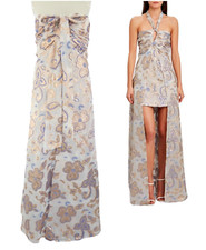 Alexis Kleid Dress Falana Hi Low Creme Gold Blumen Stickerei Neckholder formell Gr.XS