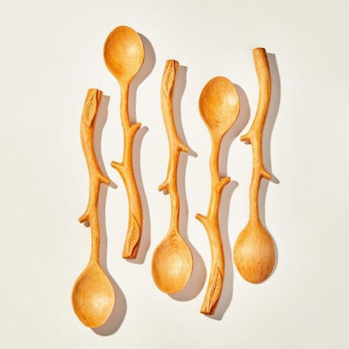 Beech Spoons Branch Shape Long Handle Scoop Coffee Stirring Spoon Tableware - Picture 11 of 12