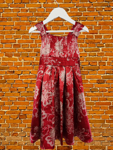 GIRLS MONSOON DRESS AGE 5-6 YEARS RED SATIN PARTY OCCASION TIE BACK KIDS 116CM