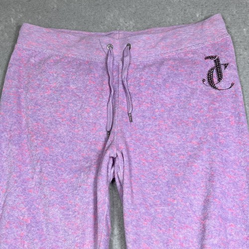 Juicy Couture Jogger Pants Women’s Medium Pink Sequin Logo Velour Athleisure - Picture 2 of 13