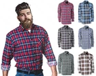 MENS PLAID FLANNEL SHIRT 100% COTTON SCOTTISH LUMBERJACK LONG SLEEVE
