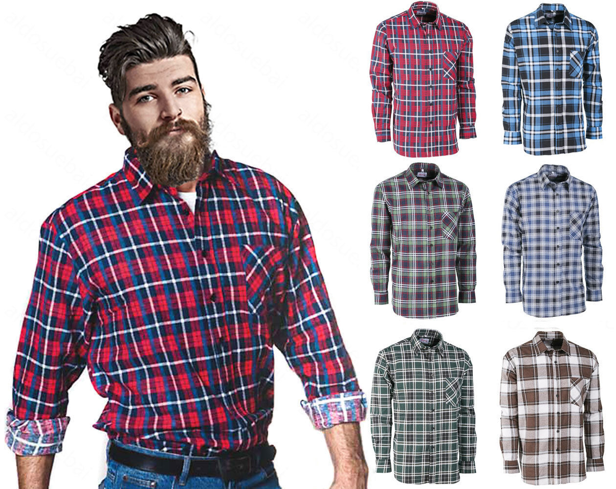 Camicia da uomo a quadri flanella stile hipster boscaiolo - aldosuebai