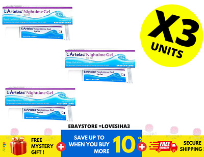 3 X ARTELAC Nightime Gel Eye Lube Prevents Dryness Moisturizing Protective 10g