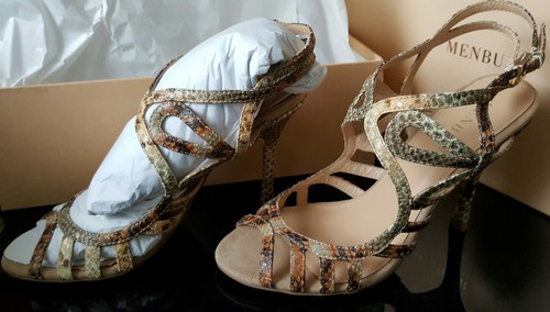 Nueva Ocasión UK5 EU38 Cuero MENBUR Piel de Serpiente Sandalias Zapatos + Bolsa para el Polvo PVP£150 - Imagen 5 de 9