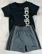 Boys Toddler Adidas 2 Piece Set Shirt and Pants Black Gray Size 6M