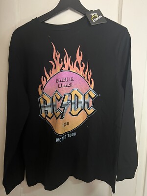 AC/DC Long Sleeve Graphic t-shirt Girls size XL 14-16 Black Brand NEW w ...