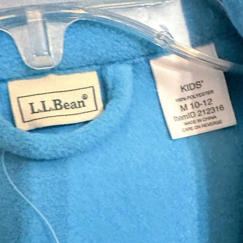 L.L.BEAN Belted Fleece Robe Island Blue Size M 10-12 NWT - Picture 5 of 7