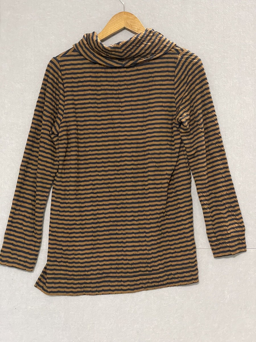 BNWT Yarra Trail Turtle Neck Long Sleeve Shirt Toffee/Indigo RRP