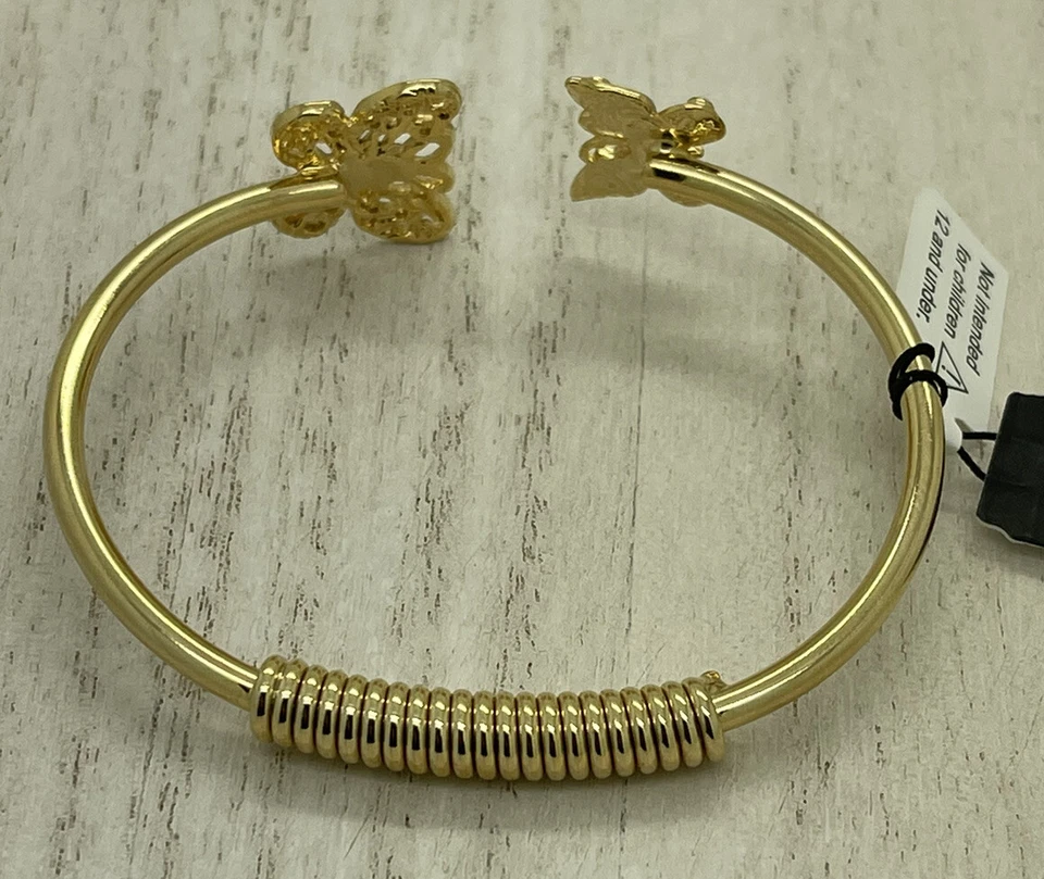 Brazalete brazalete con bisagra de resorte mariposa acento cristal tono dorado 2028 para mujer Foto 4 de 4
