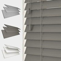 FAUX WOOD STRING VENETIAN BLINDS 50MM SLATS WHITE GREY