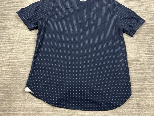 Level Ten Top Mens Medium Blue Dot Button up Short Sleeve Peached Poplin - Picture 8 of 11