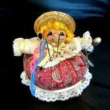 ABSOLUTELY ADORABLE PINCUSHION W/ PINS, AND MORE