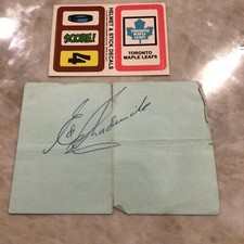 Ed Chadwick Toronto Maple Leafs Boston Bruins AUTOGRAPH AUTO SIGNED PAPER Hockey