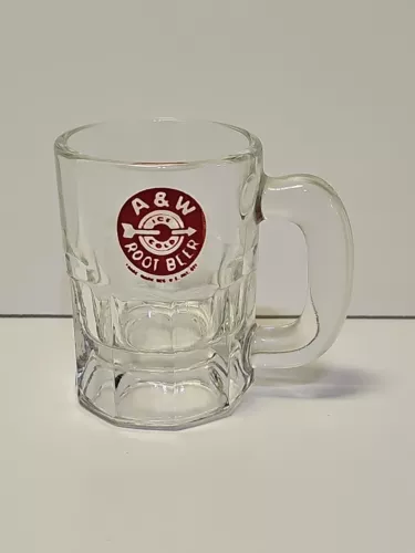 A&W Root Beer Mug Old Bullseye Arrow Logo Ice Cold 3.25” Small Child's Glass 