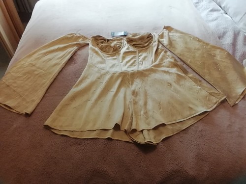 Pretty little Thing size 10 gold Satan underwired corset bardot playsuit size 10 - Picture 5 of 5
