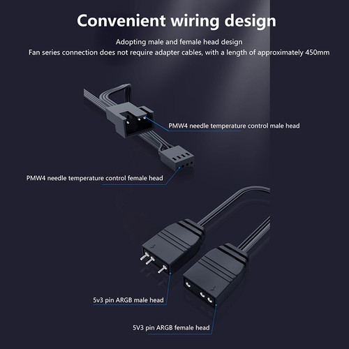 12cm ARGB Computer Case Mute Fans PC Tower Silent Air Cooler PWM 4Pin High S _r1 - Bild 6 von 16