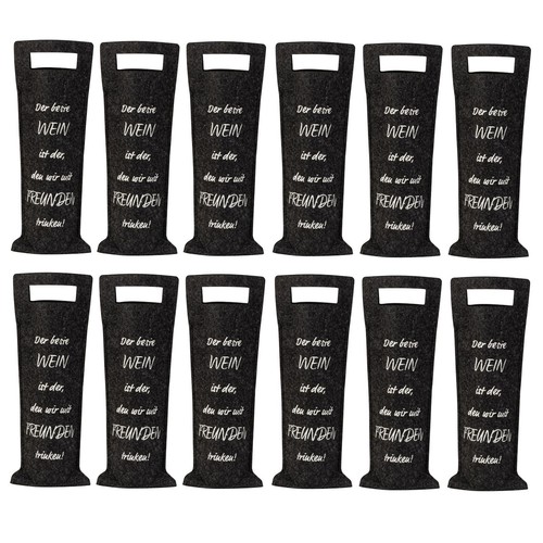 12 Stück Flaschentaschen Wein Filz Spruch Wein mit Freunden Geschenktasche - Bild 2 von 2