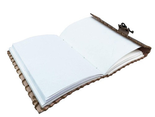 Vintage Handmade Leather Journal Notebook Antique Deckle Edge Sketchbook Diary - Picture 5 of 6
