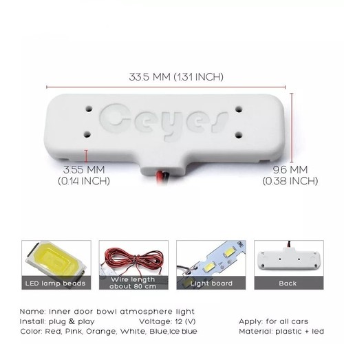 ILLUMINAZIONE INTERNI AUTO LED MANIGLIA LUCI MANIGLIE ATMOSFERA AMBIENTE 12V - Foto 2 di 12