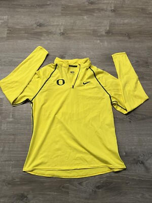 Nike Oregon Ducks 1/4 Zip Shirt Women s 2XL Gray Dri-Fit Pullover Logo Yellow