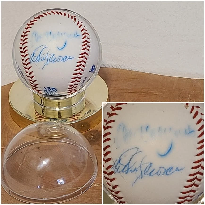 洛杉矶道奇队费尔南多·瓦伦苏埃拉和迈克·西奥西亚亲笔签名棒球签名*阅读* — 第 2/4 张图片