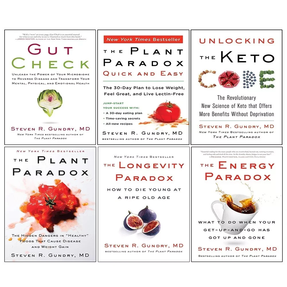 Dr. Steven R Gundry MD Collection 6 Books Set Plant Paradox, Gut Check (HB)