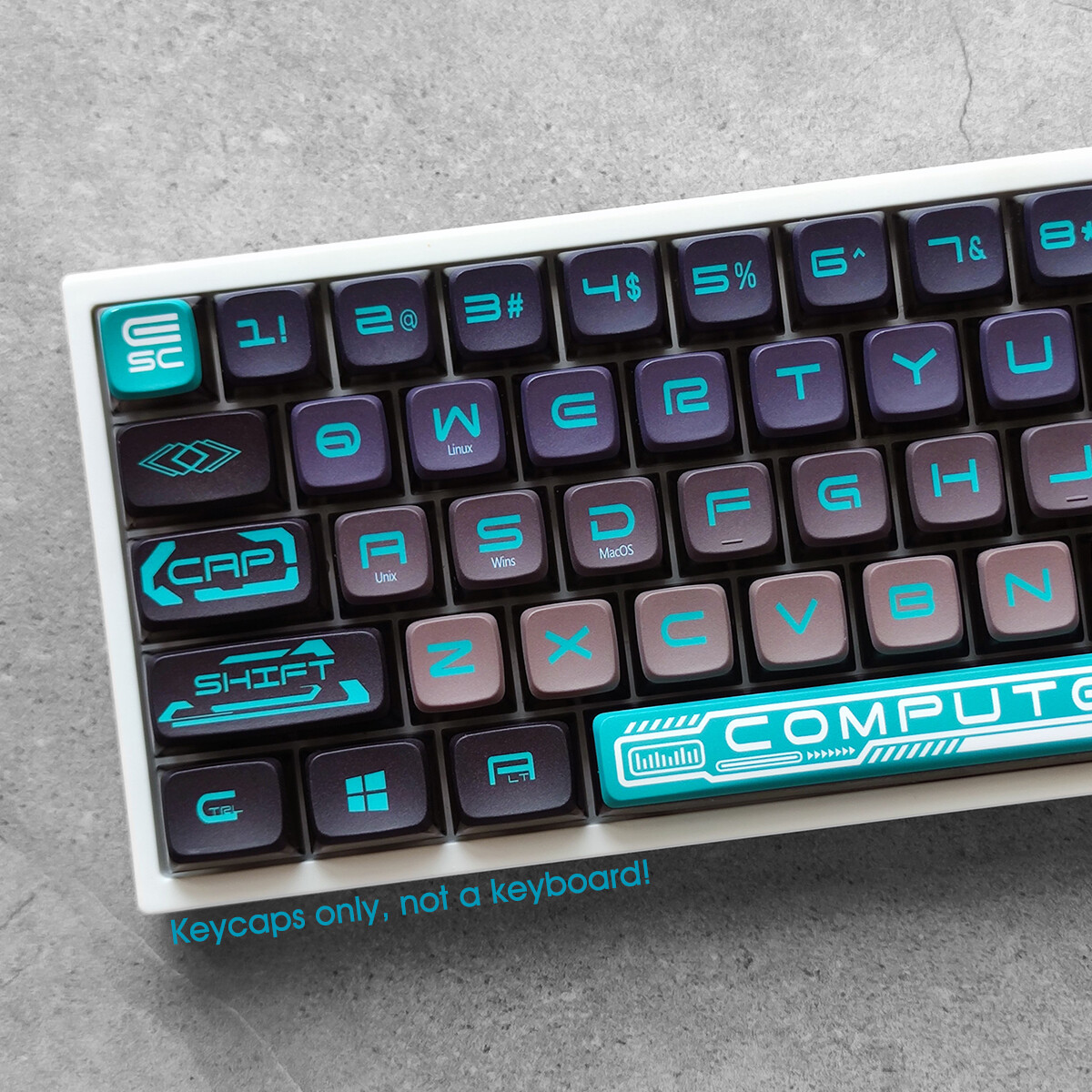 Gray Cyan Keycaps set PBT Dye Sublimation for Cherry MX Mechancial