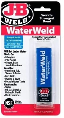 J-B Weld WaterWeld Underwater Off White Epoxy Putty Resin 57g