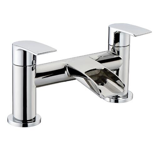 Delphi Whitby Waterfall Modern Bath Filler Tap Deck Mounted - Chrome