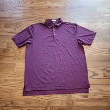 Peter Millar Purple Striped Golf Polo Shirt Short Sleeves 3 Buttons Mens Size XL