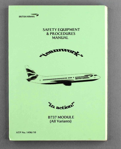BRITISH AIRWAYS BOEING 737 AIRLINE CABIN CREW SEP MANUAL SAFETY CARD BA VINTAGE