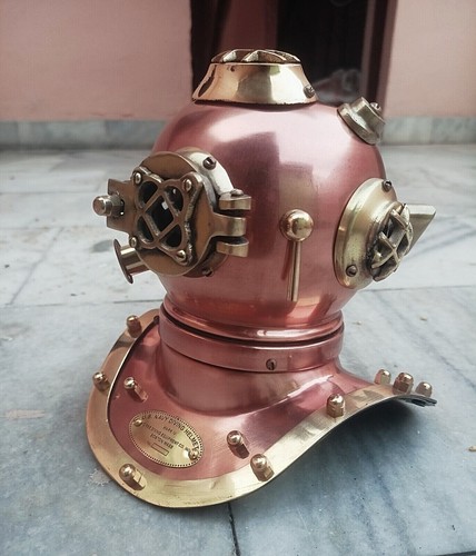 Brass Vintage Style Mark V US Navy Scuba Deep Mini Diving Divers Helmet Gift - Bild 2 von 4