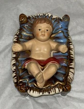 Vintage Porcelain Baby Jesus Nativity In Manger