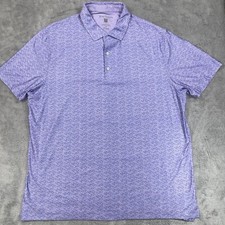 Hickey Freeman Polo Shirt Men's 2XL Purple Printed Stretch Collared Short Sleeve