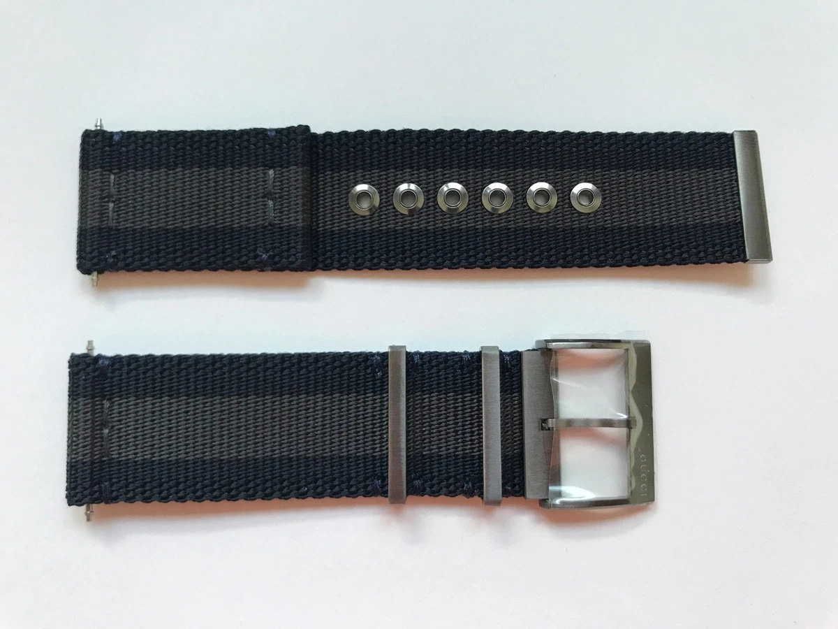 NEW AUTHENTIC GUCCI G COUPE BLUE GREY 25mm NYLON STRAP FOR