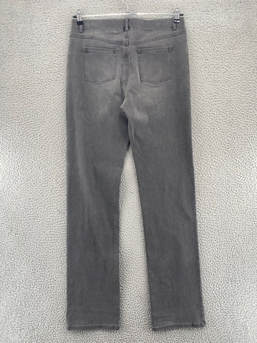 Betabrand Jeans Womens Large Long Gray Pull On Straight Stretch Denim Everyday - Picture 3 of 12
