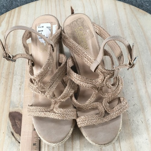 Catherine Malandrino Sandals Womens 6 Stavy Espadrille Beige Wedge Casual Buckle - Picture 6 of 17