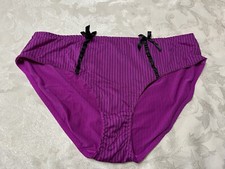 Vtg XOXO 5175-49 Silky Polyester Ribbon Hi-Leg Fuchsia Striped 9/2X Panties