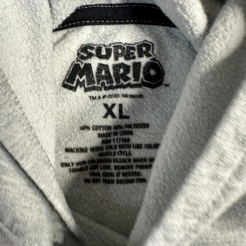 Super Mario Hoodie Boys Extra Large Gray Nintendo Pullover Sweatshirt Kids - Picture 4 of 8