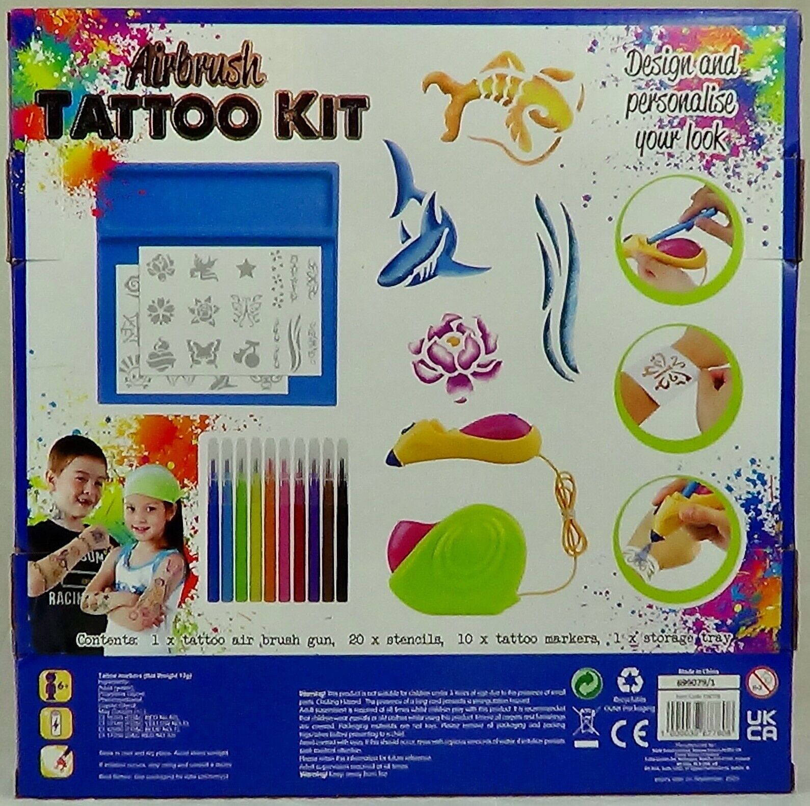 PointZero Complete Temporary Tattoo Airbrush Set - 6 Airbrushes with  Compressor and 300 Stencils - Point Zero Airbrush