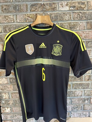 Adidas Spain #6 A. Iniesta 2014 Away Soccer Jersey Kit Men's