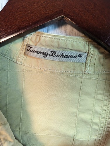 Tommy Bahama Men's Large Beige Silk Plaid Long Sleeve Button Shirt - Picture 4 of 8