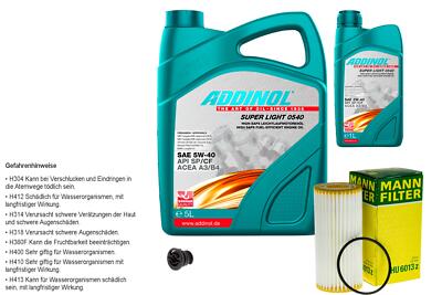 MANN Inspektionspaket 6L ADDINOL 0540 SUPER LIGHT 5W-40 für VW Golf VII 5G1