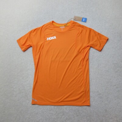 Hoka Running Top T-Shirt Herren XS Orange Kurzarm Glide Fitness Sport Neu mit Etikett