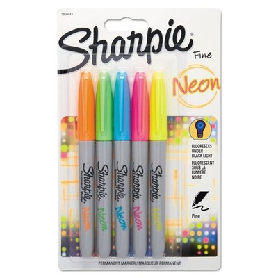 Sharpie Neon Permanent Markers Pack Of 5 Assorted Bold Colors Fluorescent Ink