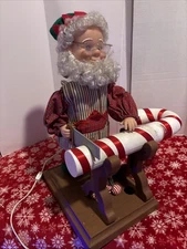 Vintage 1994 SANTA'S BEST Animated Elf Sawing Candy Cane 21"H W BOX