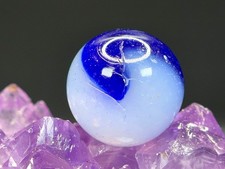 EPIC Vintage Akro Agate Moss Patch Marble - Bright Blue - .72" Excellent