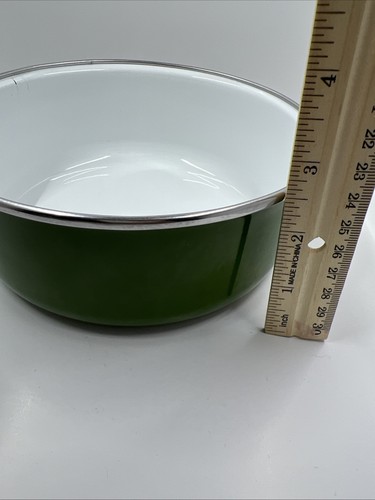 Cuencos esmaltados aguacate blanco interior borde plateado vintage años 70 - Imagen 10 de 10